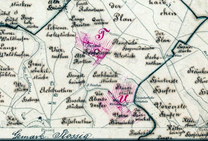 Abbildung 2: Messtischblatt mit der eingezeichneten Stelle T. © Landesamt für Denkmalpflege und Archäologie Sachsen-Anhalt, Archiv.