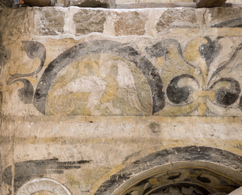 Fragmente einer Wandmalerei der Kirche St. Nicolai in Burg bie Magdeburg © Landesamt für Denkmalpflege und Archäologie Sachsen-Anhalt, Michel Klehm.
