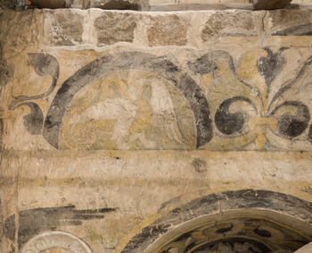 Fragmente einer Wandmalerei der Kirche St. Nicolai in Burg bie Magdeburg © Landesamt für Denkmalpflege und Archäologie Sachsen-Anhalt, Michel Klehm. 