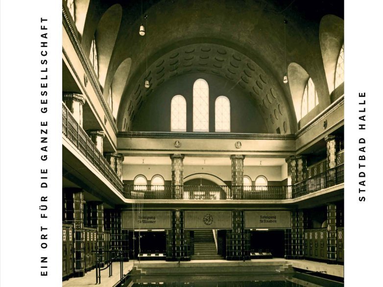 Ein Blick in das rechteckige Männerbecken des Stadtbads der Stadt Halle (Saale) um 1916. © Stadtarchiv Halle (Saale), Bildsammlungen.