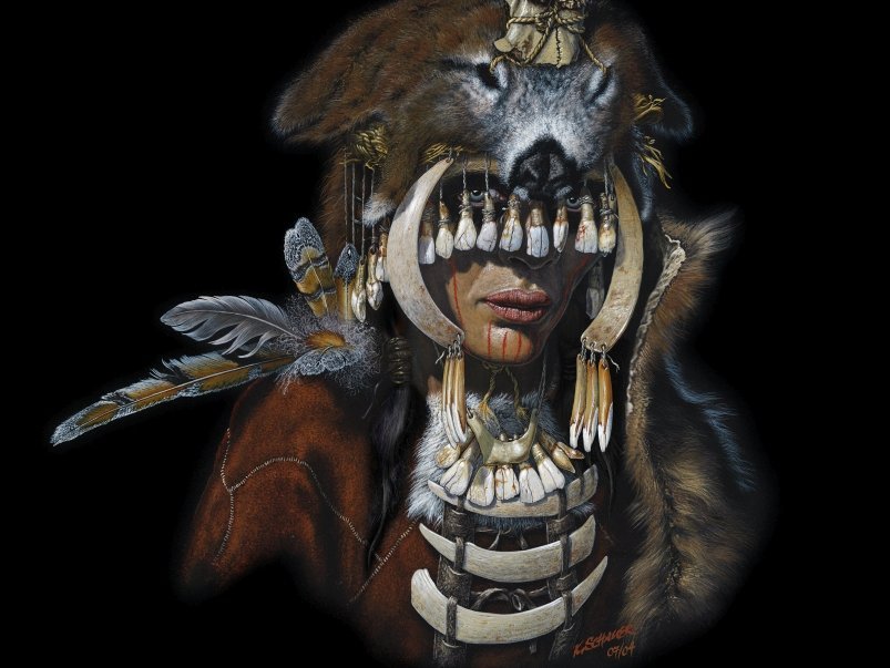 Künstlerische Rekonstruktion des Ornats der Schamanin von Bad Dürrenberg mit Federschmuck. © Landesamt für Denkmalpflege und Archäologie Sachsen-Anhalt, Karol Schauer.