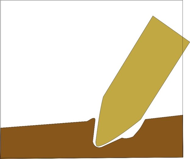 Abbildung 3: Scharfer Meißel für Unterschneidung. © Landesamt für Denkmalpflege und Archäologie Sachsen-Anhalt, Christian-Heinrich Wunderlich.