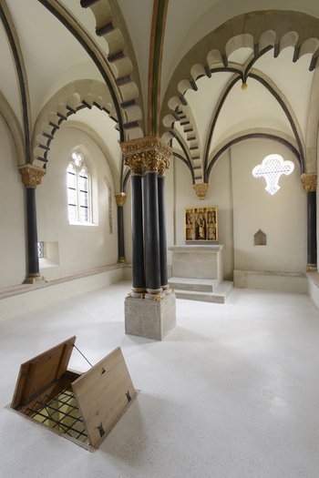 Abbildung 2: Blick in den oberen Raum der Doppelkapelle. © Landesamt für Denkmalpflege und Archäologie Sachsen-Anhalt, Gunar Preuß. 