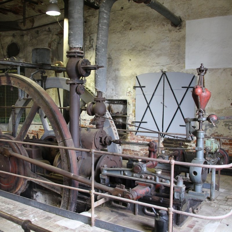 Die älteste Brikettpresse der Welt von 1873, Brikettfabrik Herrmannschacht Zeitz. © Landesamt für Denkmalpflege und Archäologie Sachsen-Anhalt.