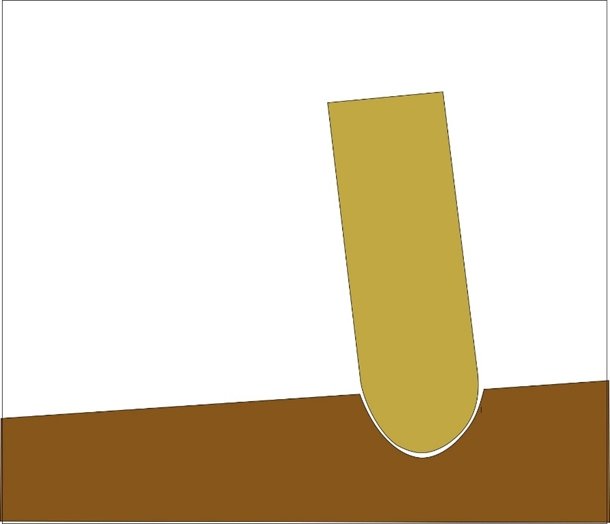 Abbildung 2: Stumpfer Meißel für Vorzeichnung. © Landesamt für Denkmalpflege und Archäologie Sachsen-Anhalt, Christian-Heinrich Wunderlich.