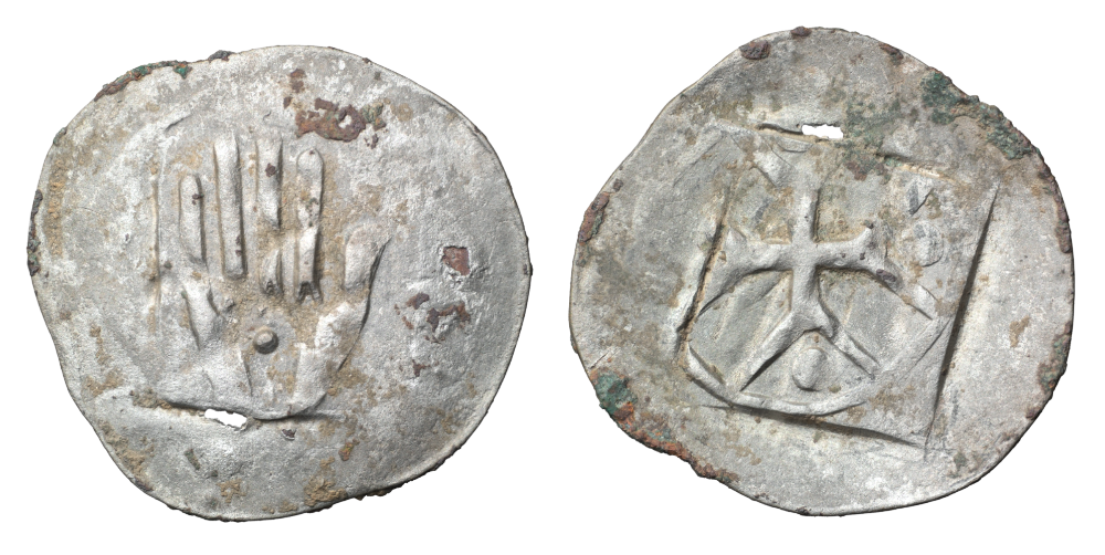 Abbildung. 6: Avers und Revers Prager Groschen, Königreich Böhmen, Johann von Luxemburg (1296 bis 1346), Silber, 2,175 Gramm, 25,3 Millimeter, 1311 bis 1346 in Kuttenberg geprägt, (Inv.-Nr.: 17525:000200:00005a.) © Landesamt für Denkmalpflege und Archäologie Sachsen-Anhalt, O.S.C.A.R.