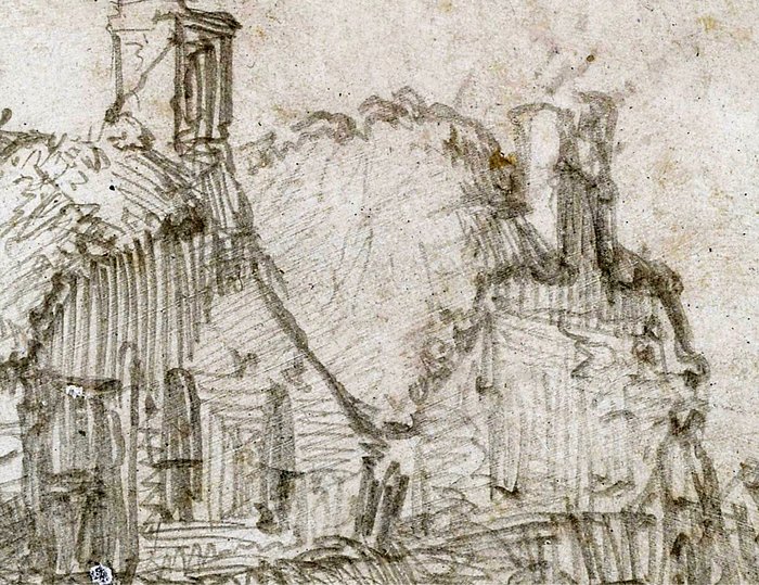 Abbildung 5: Rembrandt van Rijn, Landschaft mit zwei strohgedeckten Häusern, Silberstiftzeichnung, 1633–1635. Staatliche Museen zu Berlin, Kupferstichkabinett. © Staatliche Museen zu Berlin, Kupferstichkabinett / J. P. Anders, Public Domain Mark 1.0. Abbildung 5: Rembrandt van Rijn, Landschaft mit zwei strohgedeckten Häusern, Silberstiftzeichnung, 1633–1635. Staatliche Museen zu Berlin, Kupferstichkabinett. © Staatliche Museen zu Berlin, Kupferstichkabinett / J. P. Anders, Public Domain Mark 1.0.