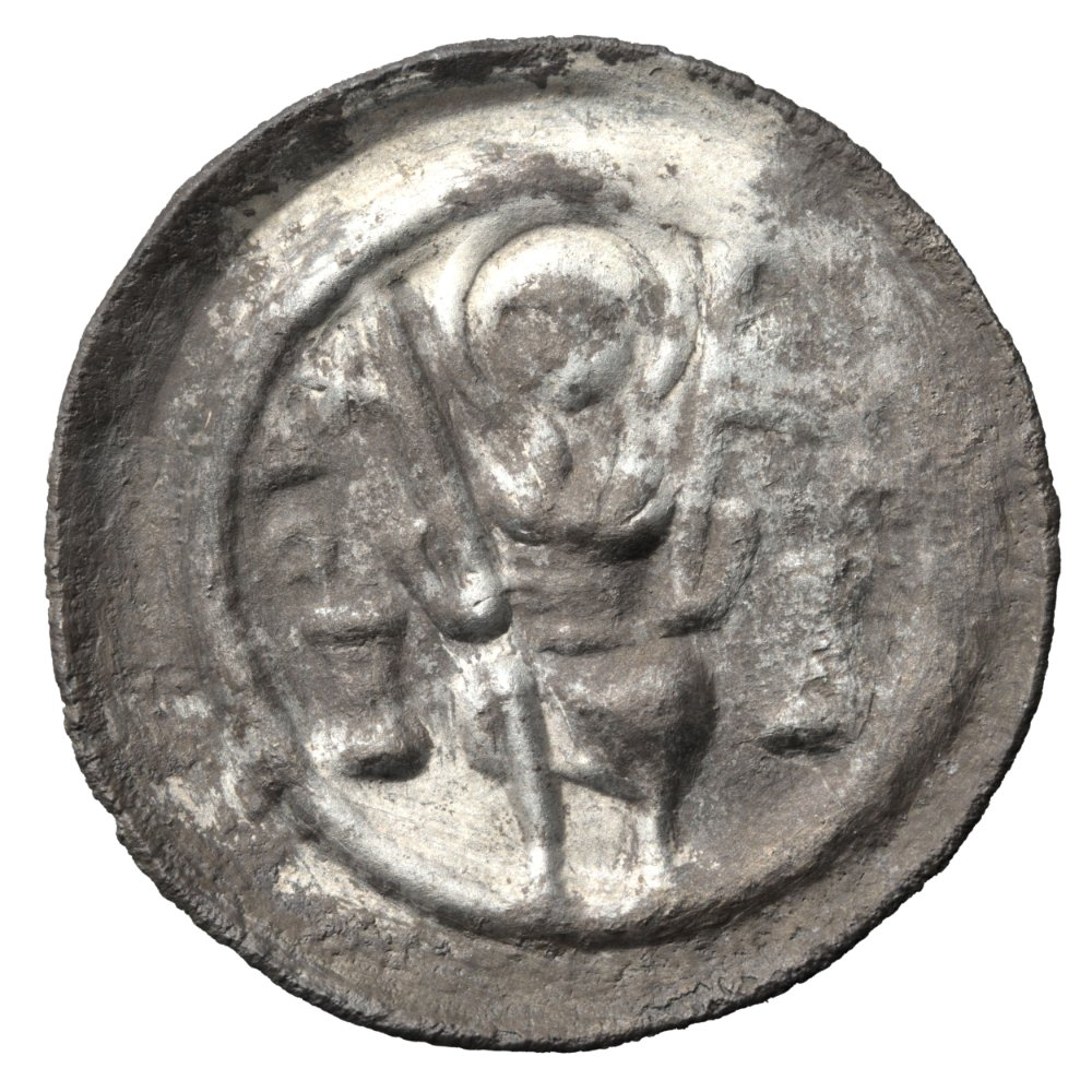 Silbermünze, sogenannter Moritzpfennig des 13. Jahrhunderts aus dem Holzsarg Ottos des Großen. © Landesamt für Denkmalpflege und Archäologie Sachsen-Anhalt, Anika Tauschensky.