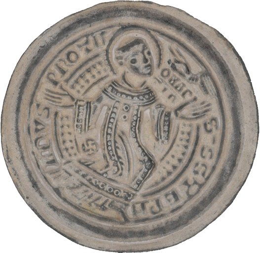 Halberstädter Stephanusbrakteat, Farbinformation. © Landesamt für Denkmalpflege und Archäologie Sachsen-Anhalt.