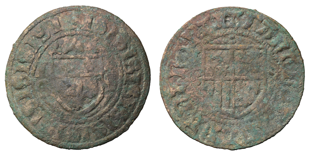 Abbildung. 3: Avers und Revers vom Nürnberger Rechenpfennig (Wappenpfennig), Jörg Schultes, Kupferlegierung, 1,610 Gramm, 23,7 Millimeter, (Inventarnummer: 16678:001003:00008d.) © LDA Sachsen-Anhalt, O.S.C.A.R. Abbildung. 3: Avers und Revers vom Nürnberger Rechenpfennig (Wappenpfennig), Jörg Schultes, Kupferlegierung, 1,610 Gramm, 23,7 Millimeter, (Inventarnummer: 16678:001003:00008d.) © Landesamt für Denkmalpflege und Archäologie Sachsen-Anhalt, O.S.C.A.R.