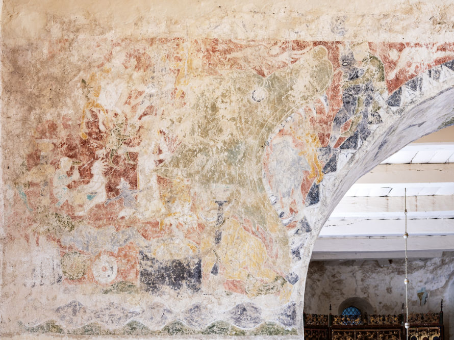 Abbildung 1: Wandmalereien im staufischen »Zackenstil« © Landesamt für Denkmalpflege und Archäologie Sachsen-Anhalt, Michel Klehm. Abbildung 1: Wandmalereien im staufischen »Zackenstil« © Landesamt für Denkmalpflege und Archäologie Sachsen-Anhalt, Michel Klehm.