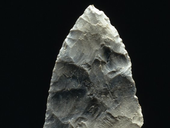 Blattspitze aus der Ilsenhöhle bei Ranis (Saale-Orla-Kreis/Thüringen). © Landesamt für Denkmalpflege und Archäologie Sachsen-Anhalt, Juraj Lipták.